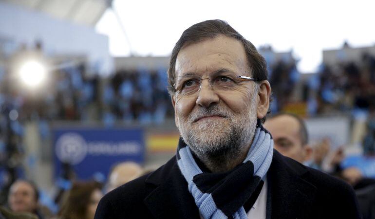 El presidente del Gobierno, Mariano Rajoy, en un acto electoral en Las Rozas (Madrid).