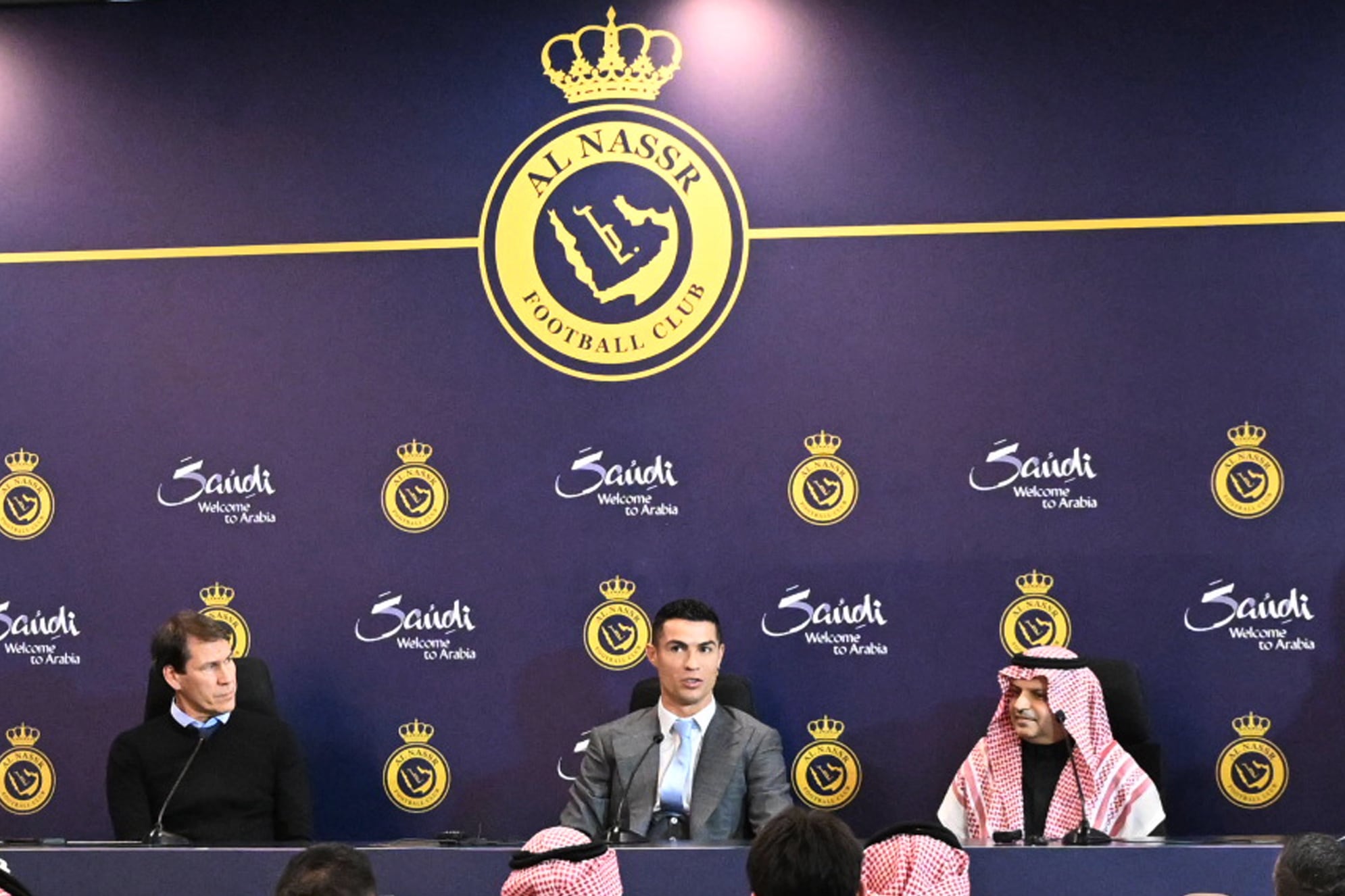 Cristiano Ronaldo en la rueda de prensa de su presentación como nuevo jugador del Al Nassr.