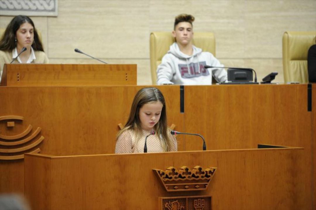 Elsa, durante su discurso en la Asamblea de Extremadura