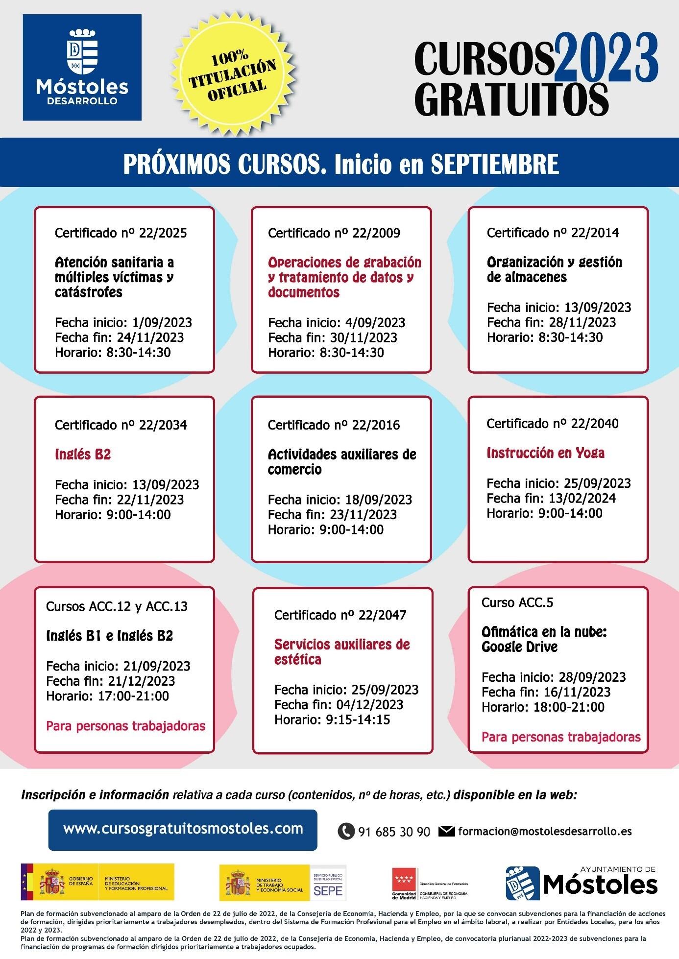 Cursos de formación gratuitos en Móstoles.