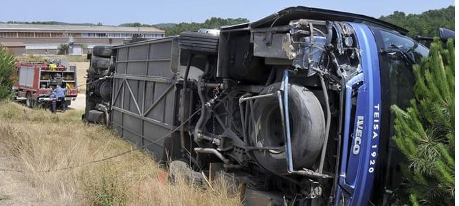 El vehículo volcó el pasado domingo en Cassà de la Selva (Girona), en un accidente en el que todos menos uno de los 45 viajeros que lo ocupaban han resultado heridos leves en el siniestro.