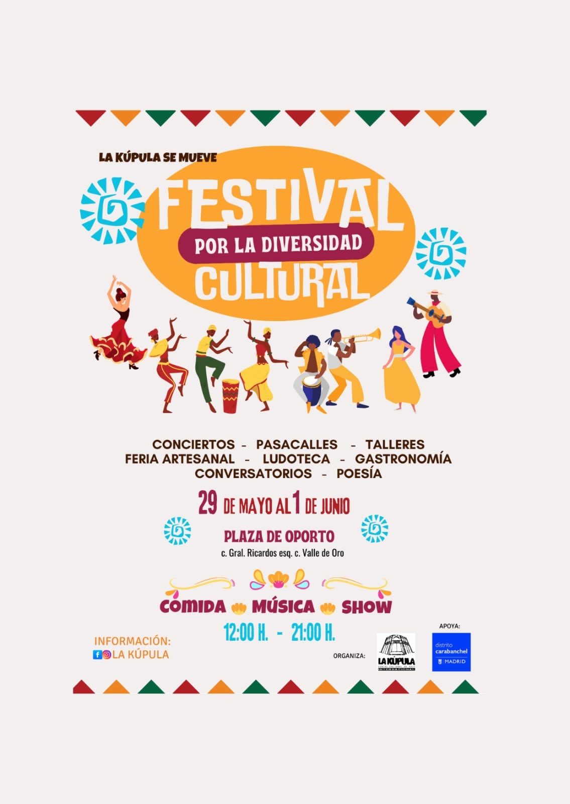 Cartel del Festival por la Diversidad Cultural que se iba a celebrar en Carabanchel el pasado mes de mayo