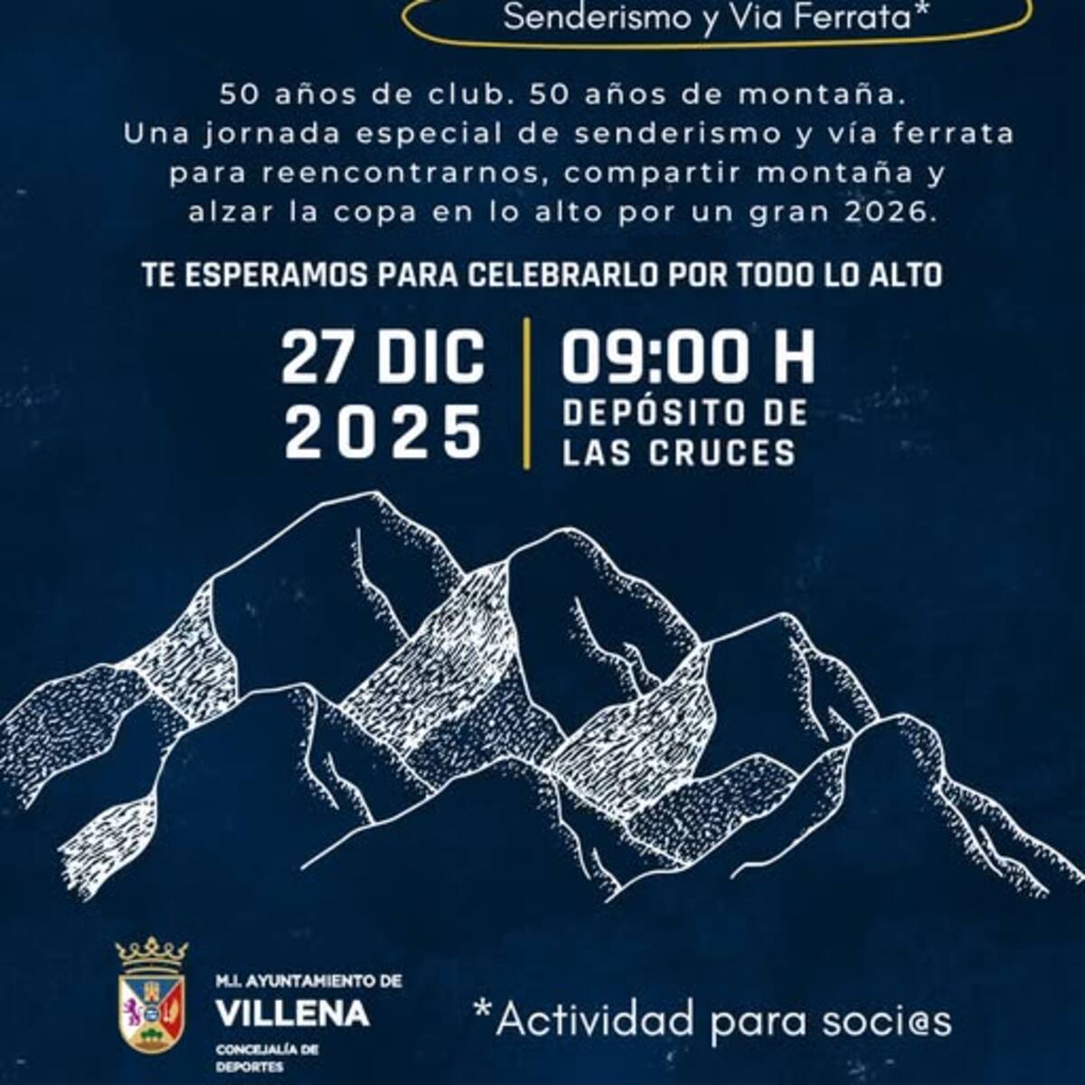 El CEX Villena celebrara el sábado en la Sierra de la Villa su 50 aniversario y el brindis de navidad