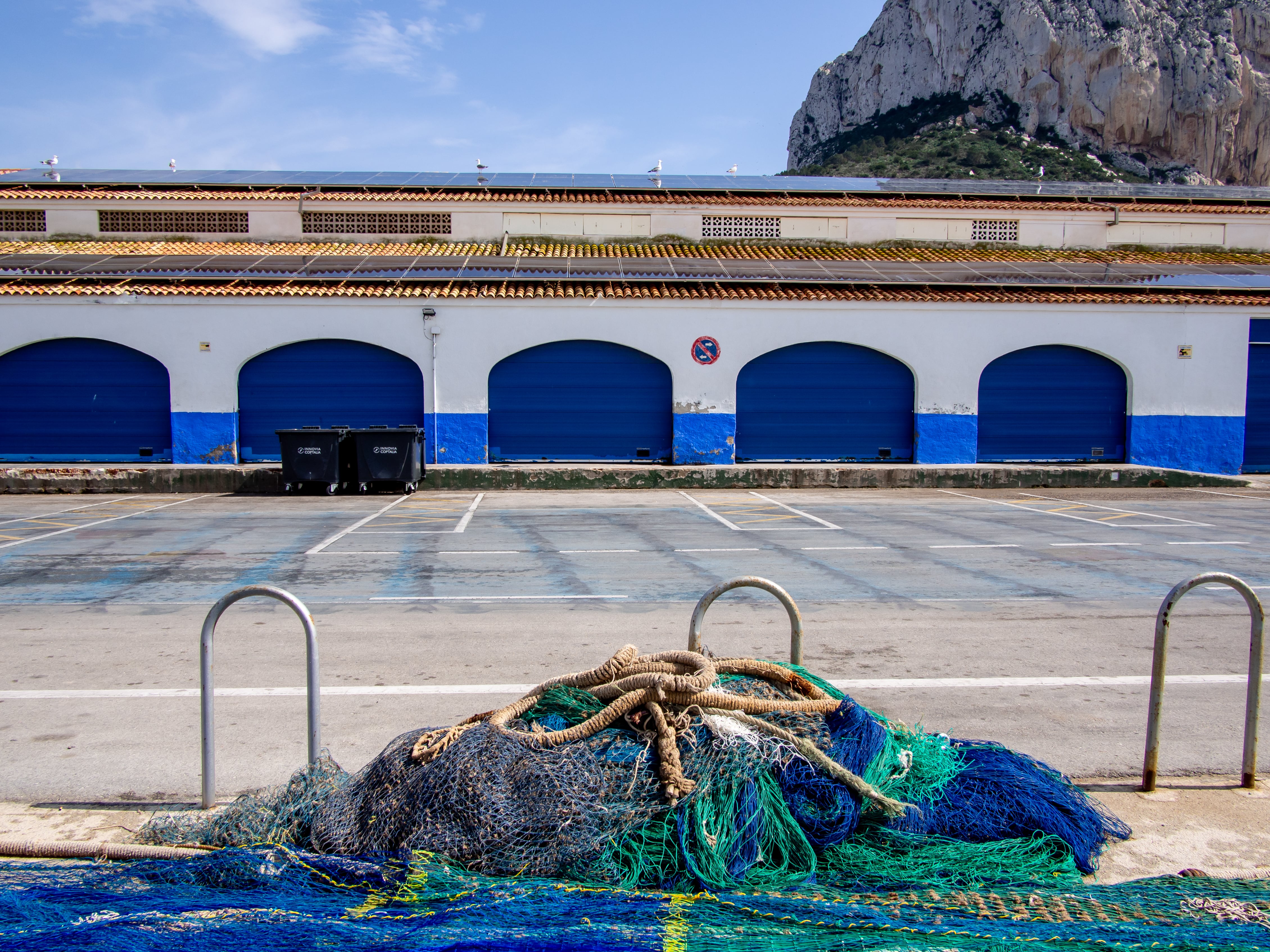 Fishing nets in the harbour in Calpe, Spain.