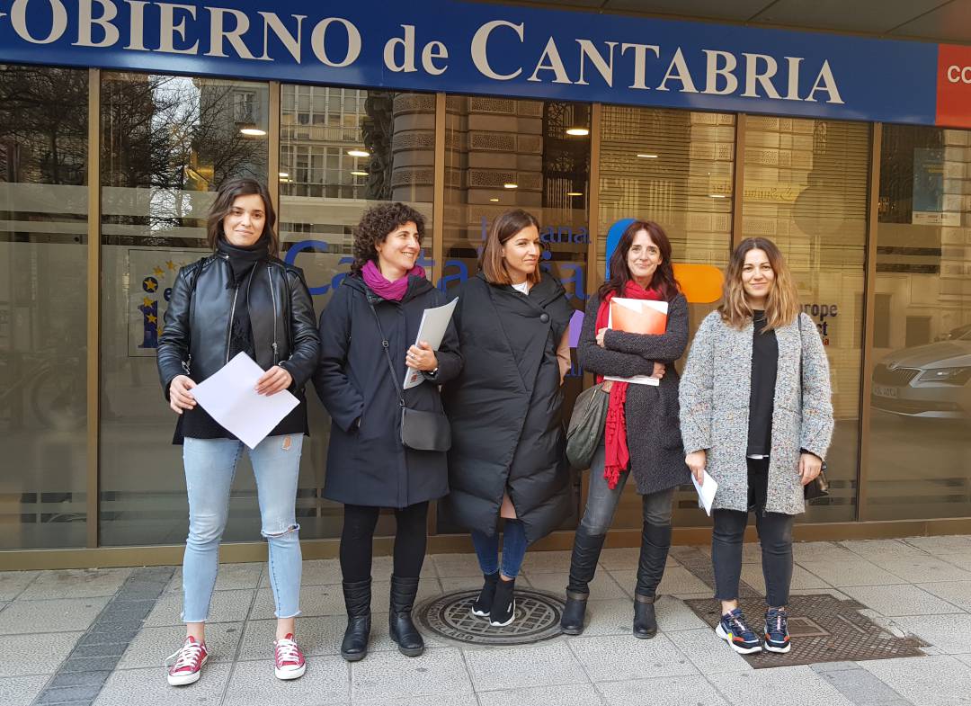 Representantes de los cuatro sindicatos que han registrado hoy la convocatoria de huelga.