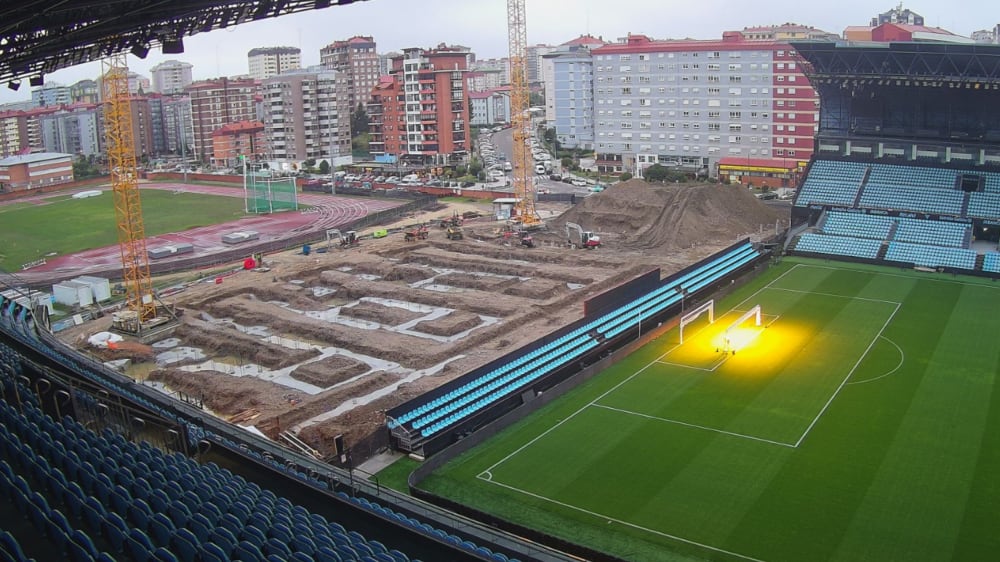 Avance de las obras de la nueva grada de Gol de Estadio Municipal de Balaídos en Vigo