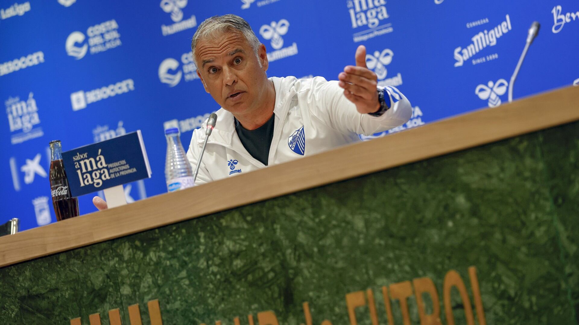 Sergio Pellicer, en la sala de prensa de La Rosaleda