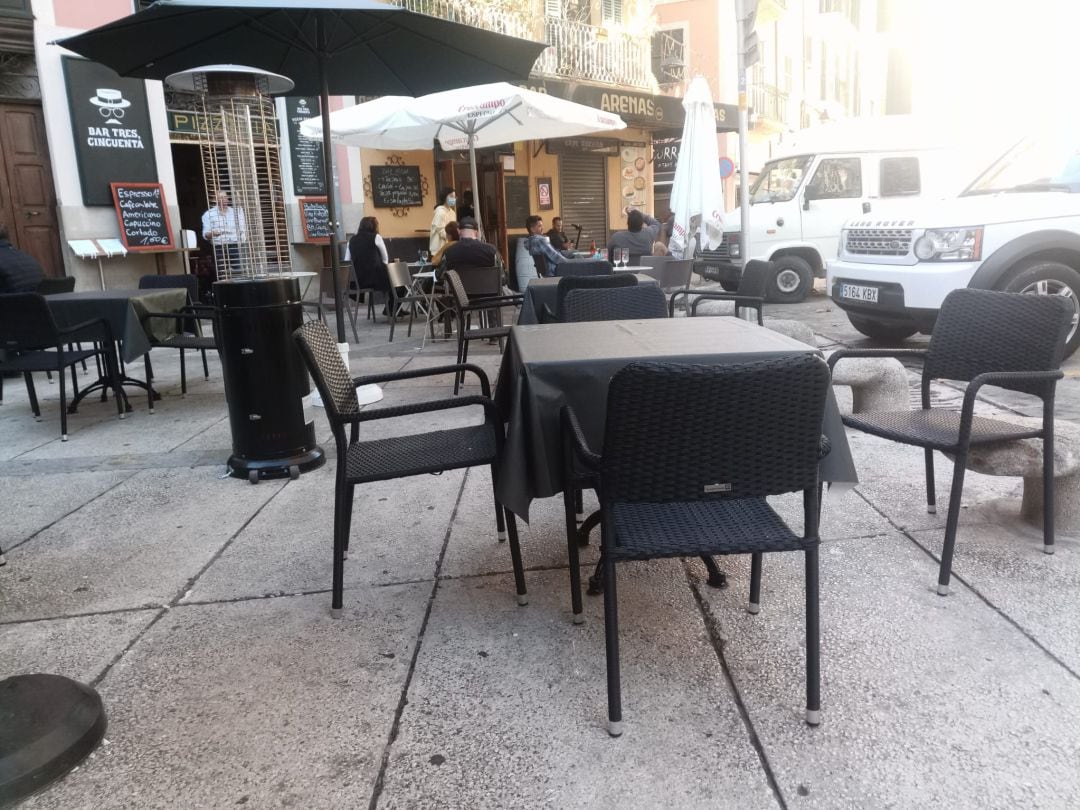 Una terraza en el centro de Palma.