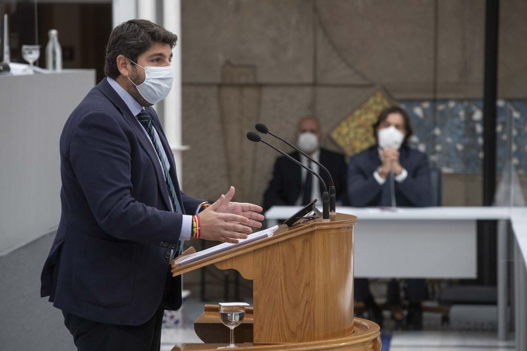 Fernando López Miras, durante el pleno en la Asamblea Regional