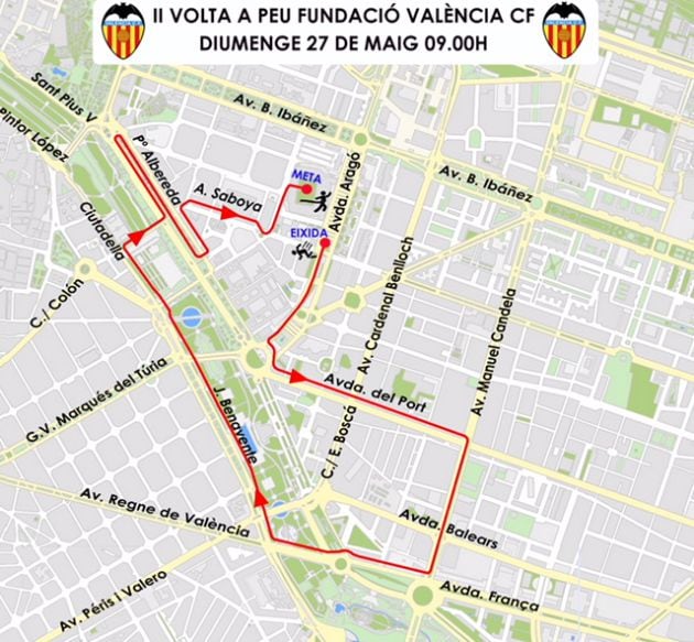 Recorrido de la II Volta a Peu Fundación Valencia CF