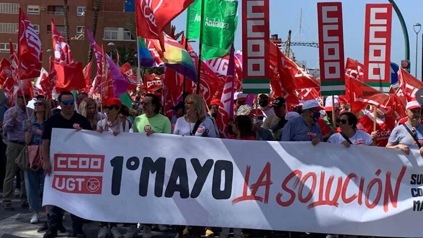 Manifestación sindicatos Primero de Mayo en Almería.