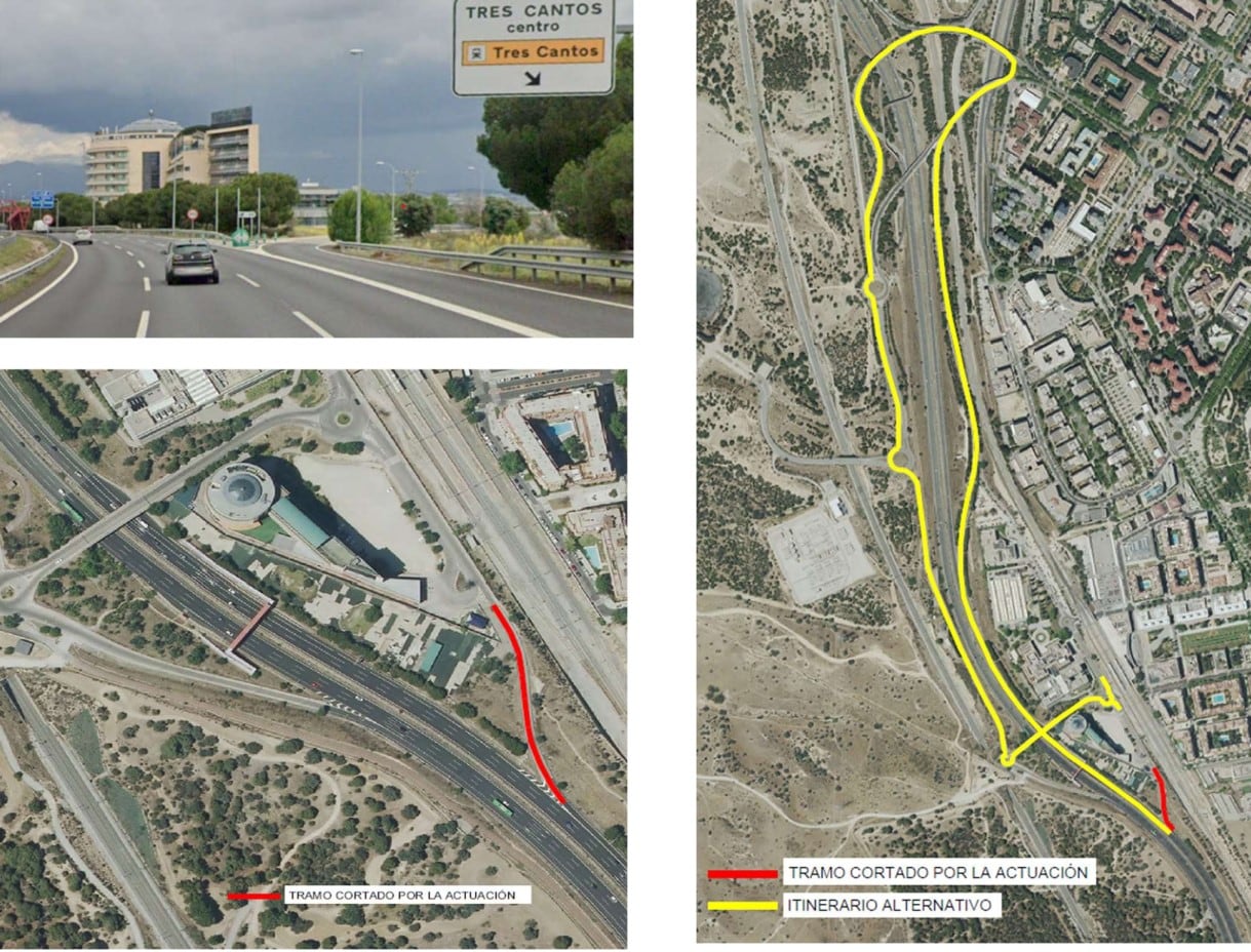 La salida 23 de la M-607 a Tres Cantos Centro estará cortada por obras durante tres días