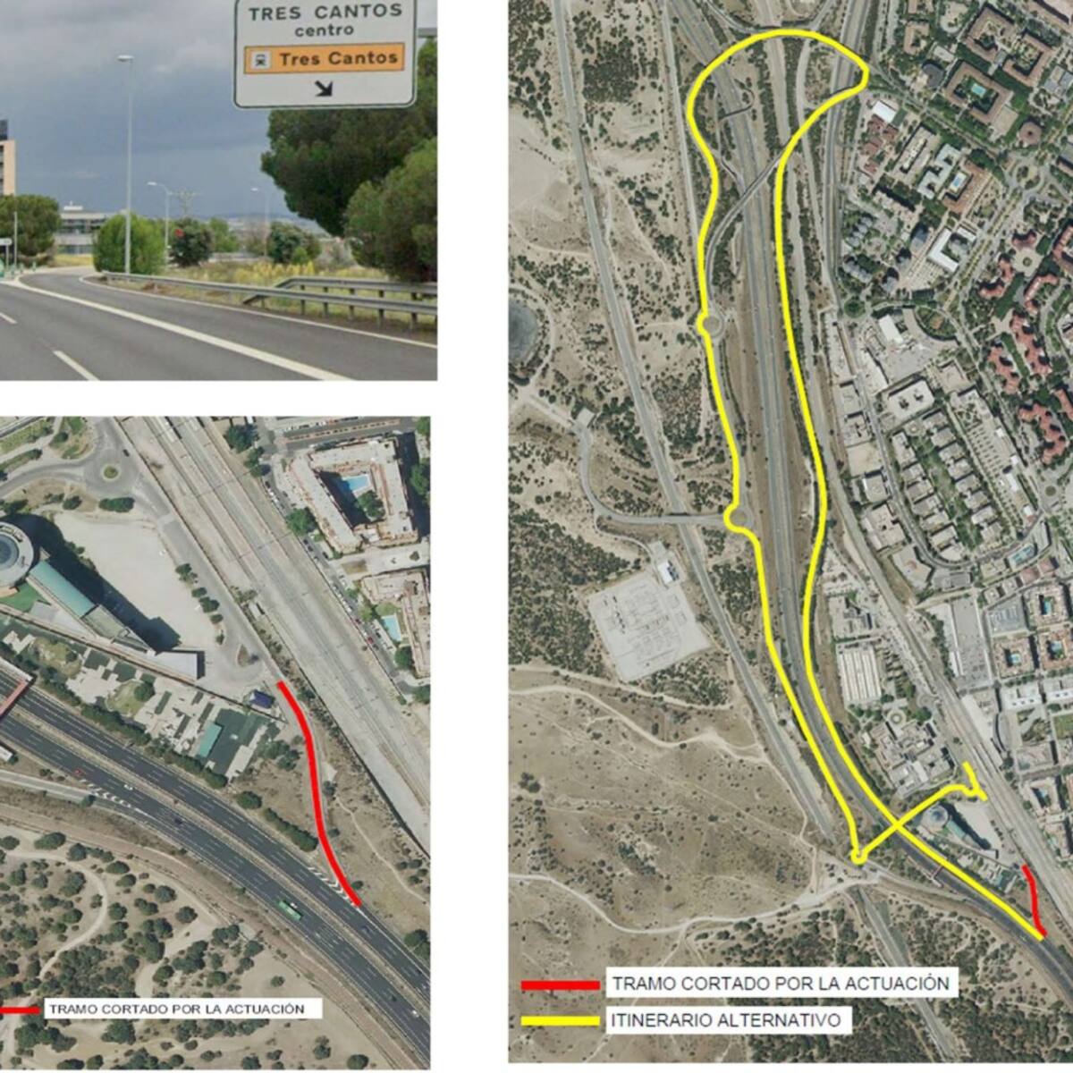 La salida 23 de la M-607 a Tres Cantos Centro estará cortada por obras durante tres días