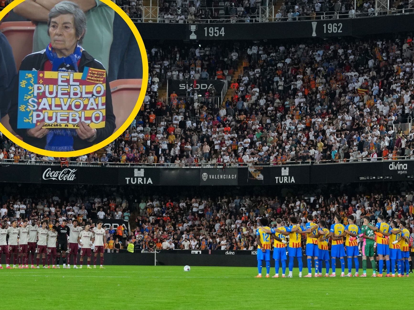 Homenaje a las víctimas de la DANA en la previa del Valencia-Villarreal