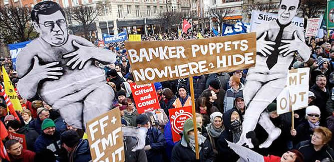 Imagen de la manifestación que recorrió este sábado Dublín