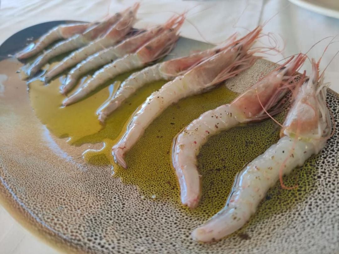 Gambas blancas salpimentadas con aceite