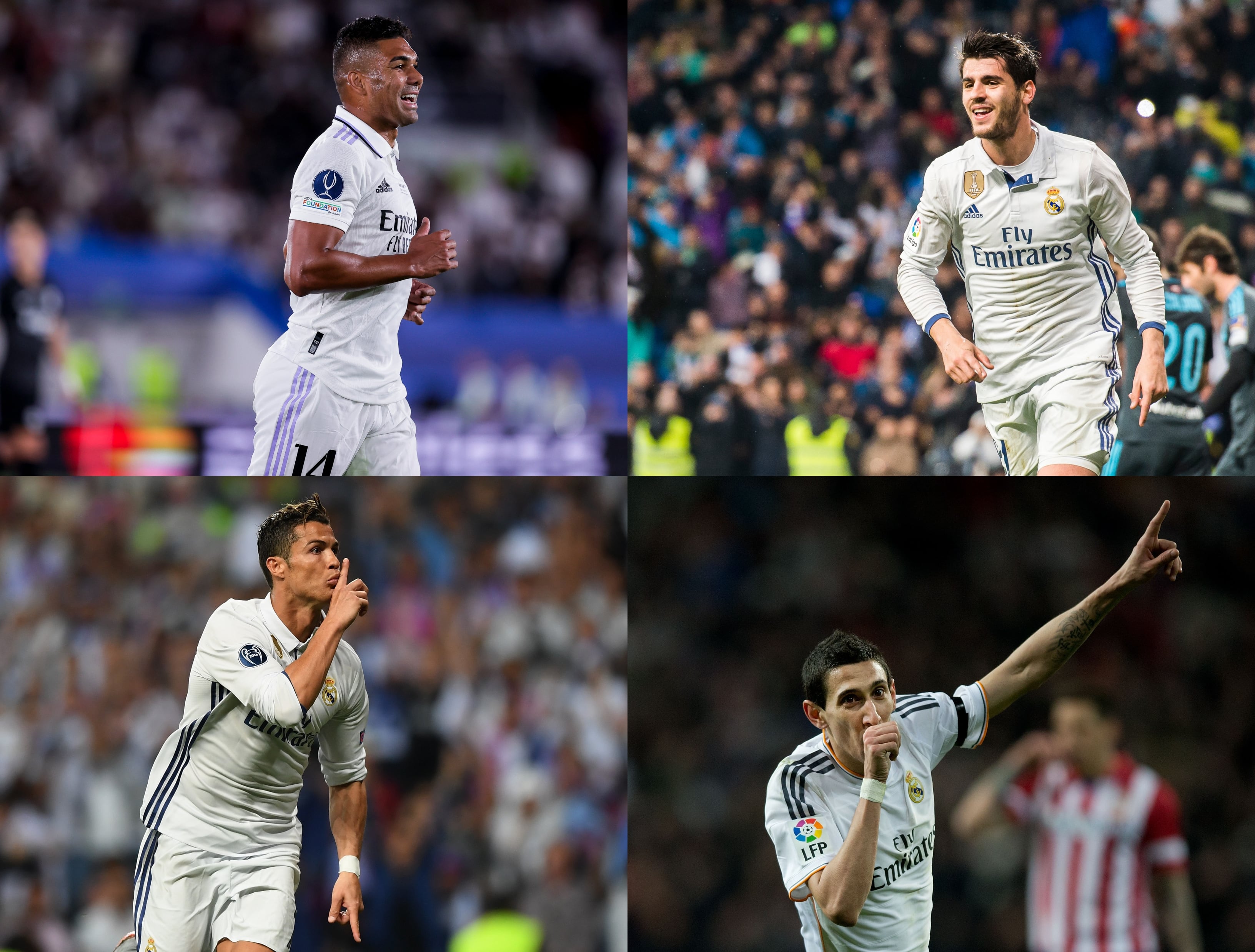 De izquierda a derecha y de arriba a abajo: Casemiro, Álvaro Morata, Cristiano Ronaldo y Ángel Di María.