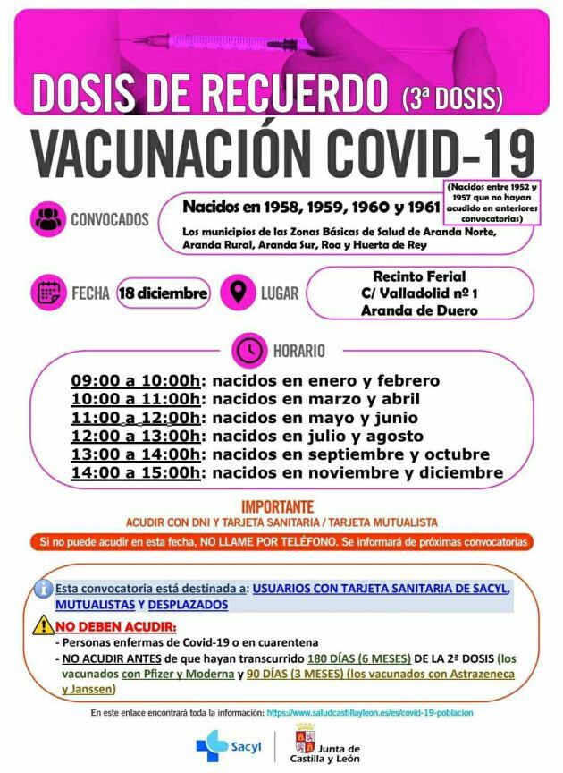 Vacunación para los nacidos entre el 58 y el 61