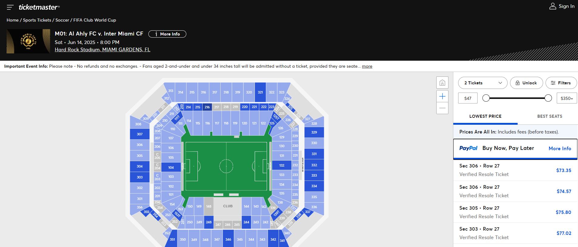Entradas para el partido inaugural del Mundial de Clubes