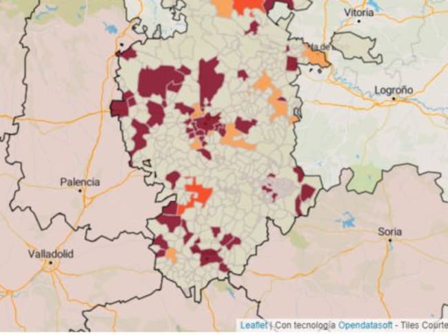 En el mapa de incidencia de la pandemia Aranda se encuentra en el nivel de riesgo más elevado