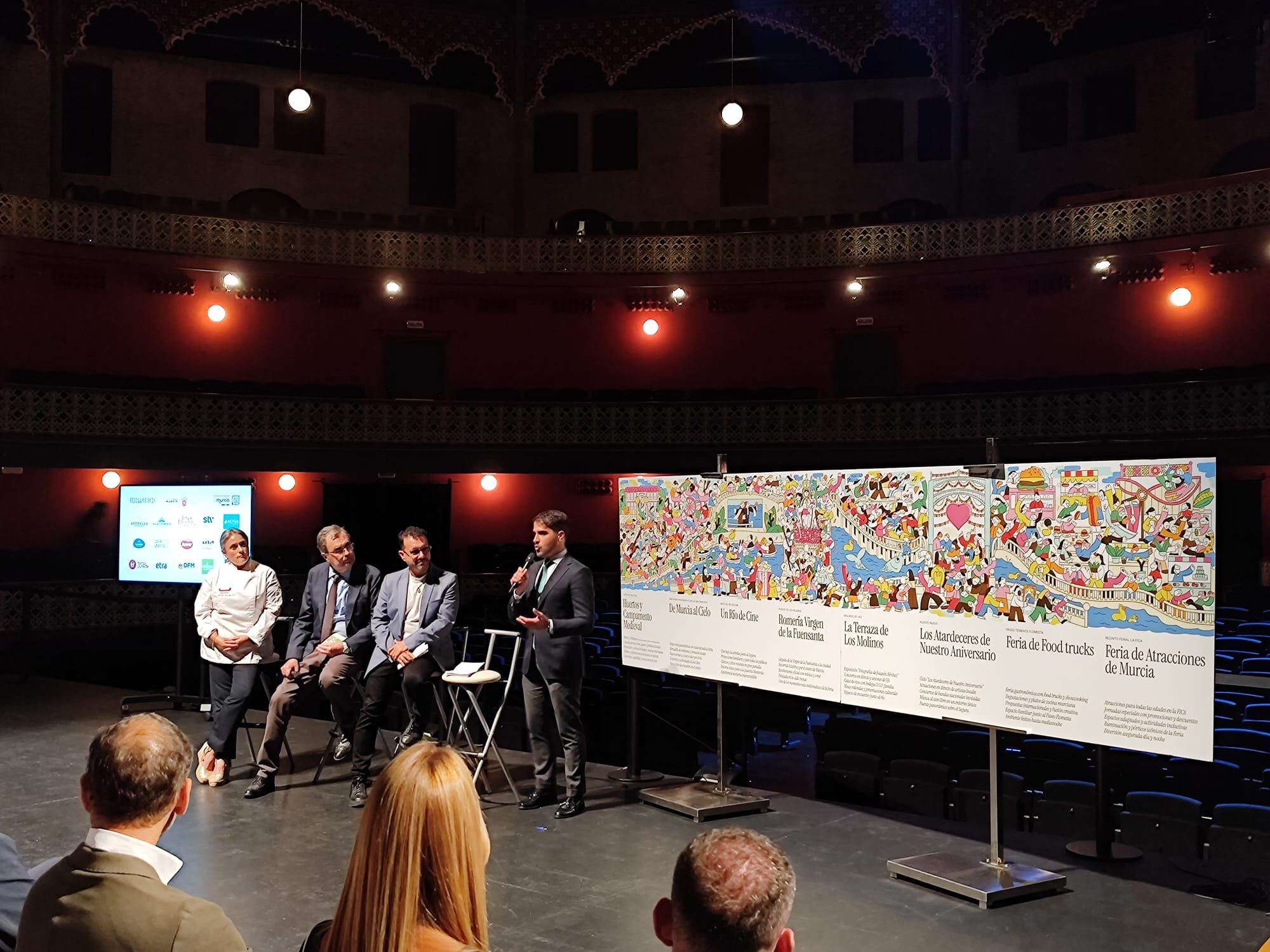 El alcalde de Murcia, José Ballesta, y el concejal de Cultura e Identidad, Diego Avilés, en la presentación de la programación de la Feria de Murcia 2025.