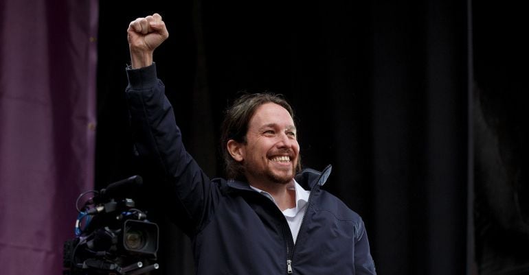 Pablo Iglesias, líder de Podemos, durante la manifestación del 31 de enero en Madrid.