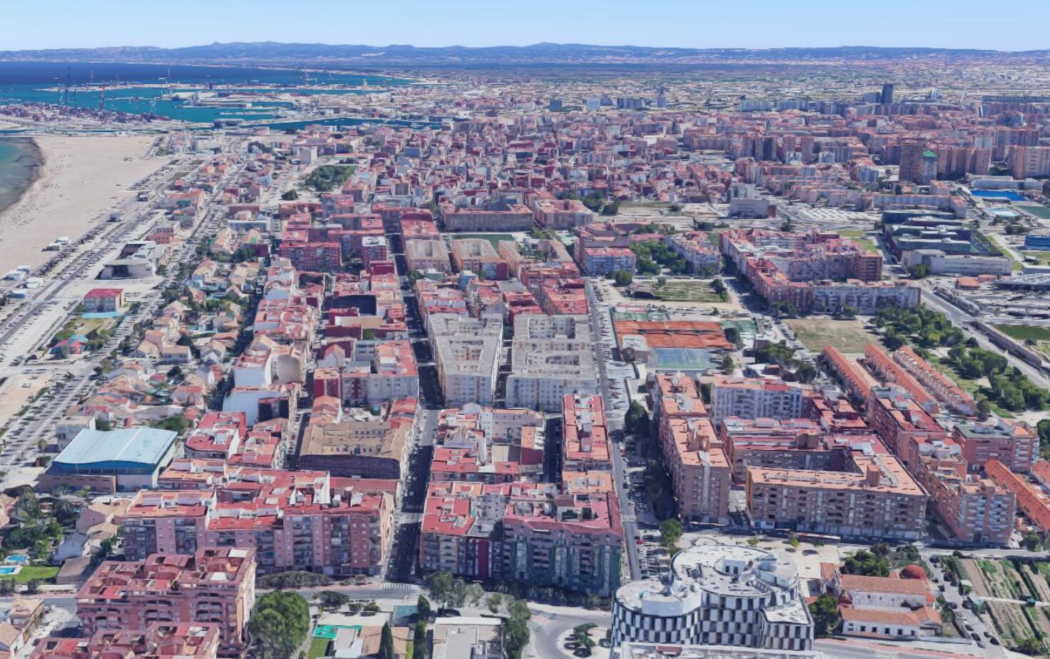 Vista aérea del barrio de la Malva-rosa