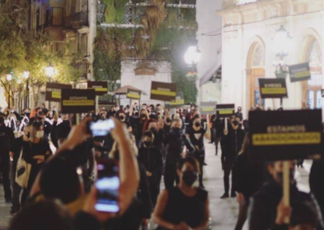 Protesta del ocio nocturno en la plaza Mayor de Castelló el pasado mes de octubre