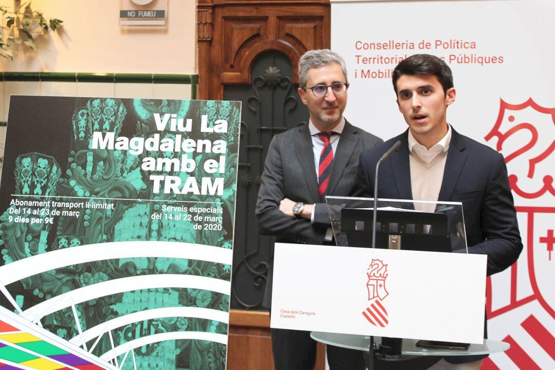 El concejal de Movilidad de Castelló, Jorge Ribes y el conseller de Movilidad, Arcadi España