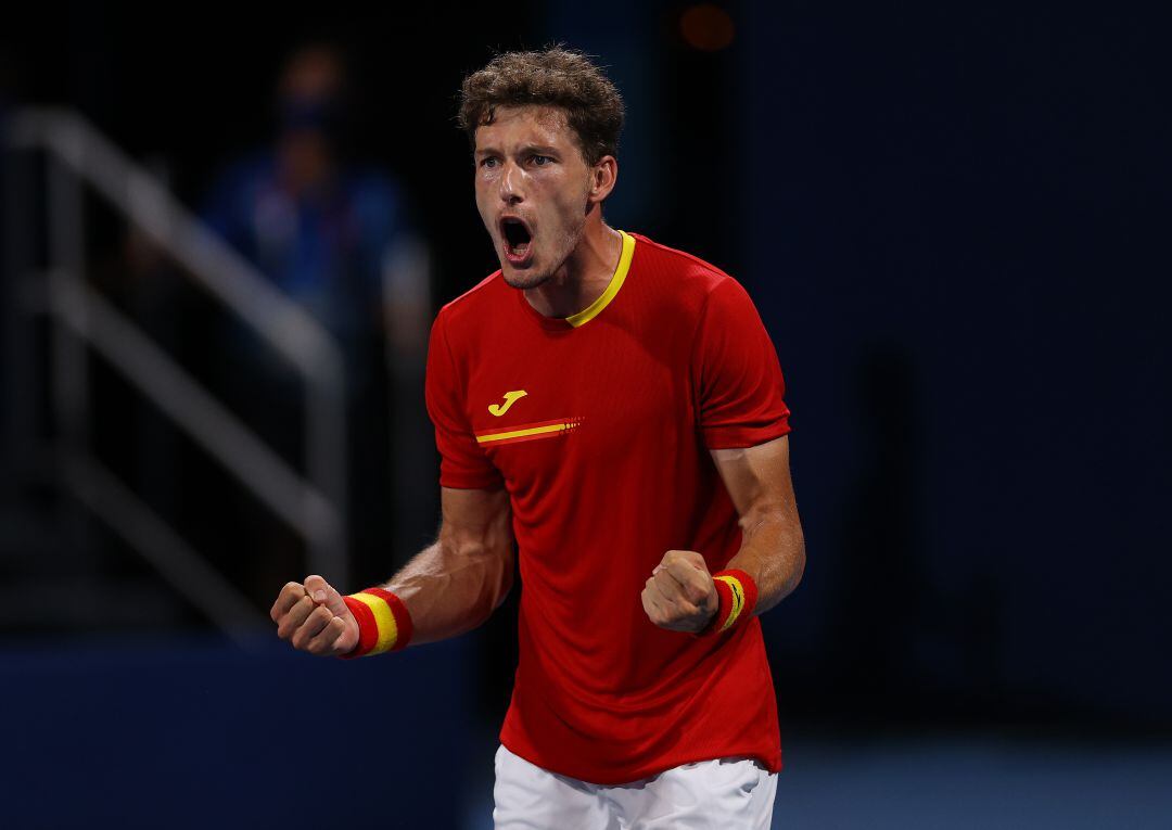 Pablo Carreño celebrando una victoria.