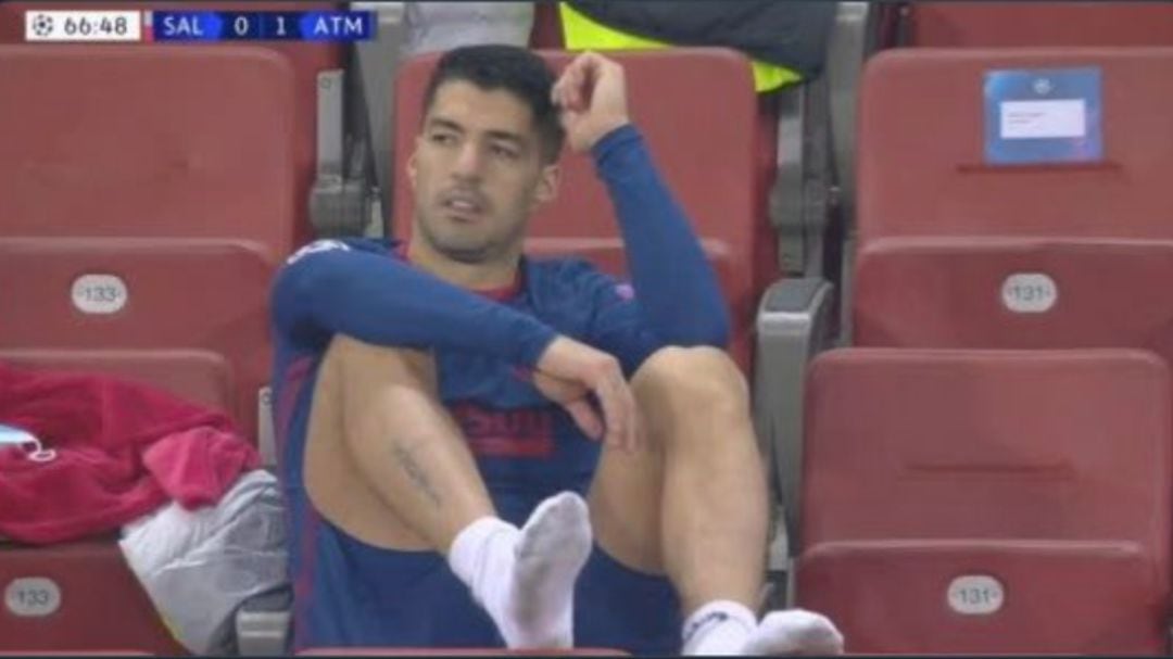 Luis Suárez, en el momento del enfado