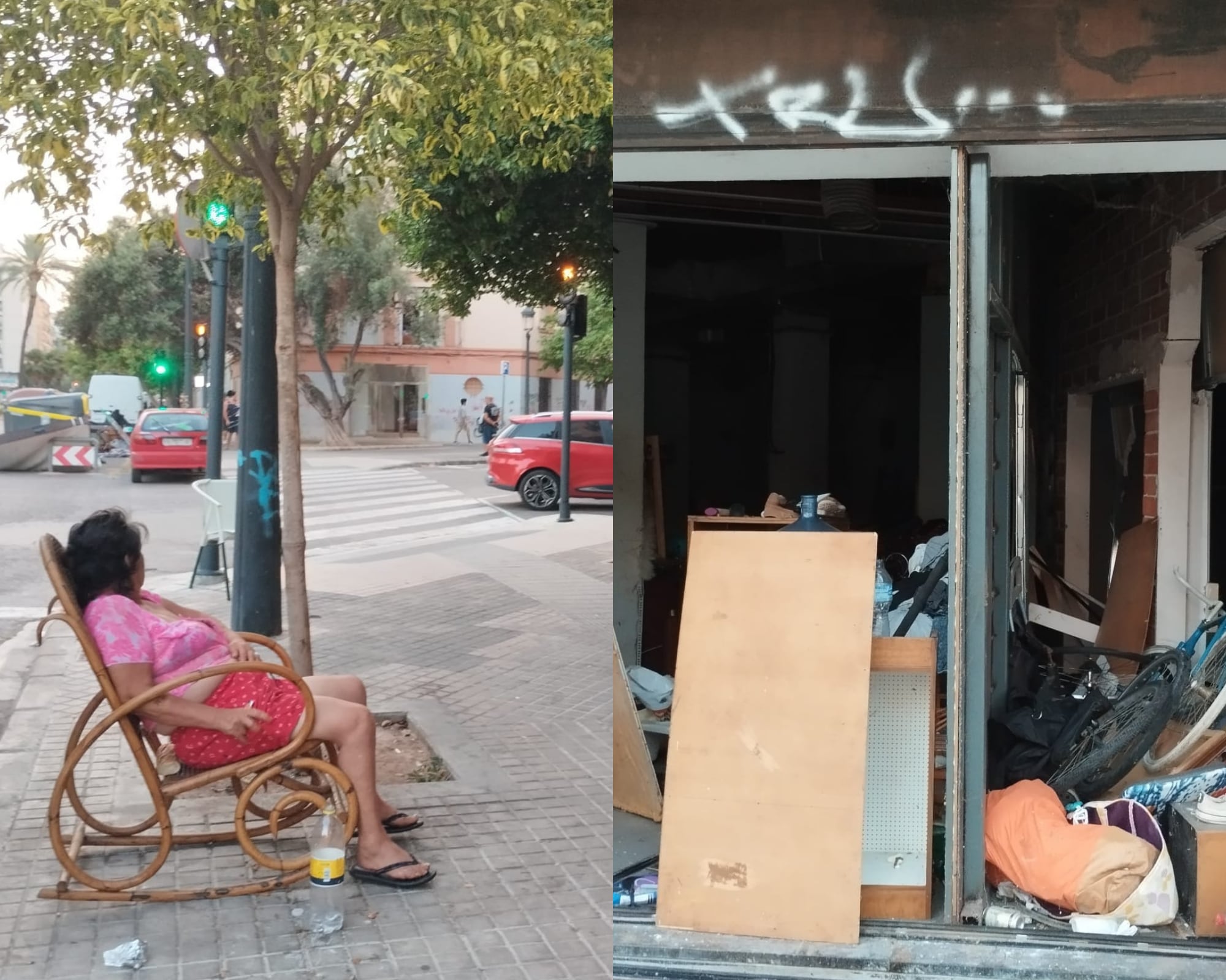 Montaje a partir de imágenes cedidas por los vecinos de la calle Yecla (València) sobre la okupación ilegal de un bajo en la zona