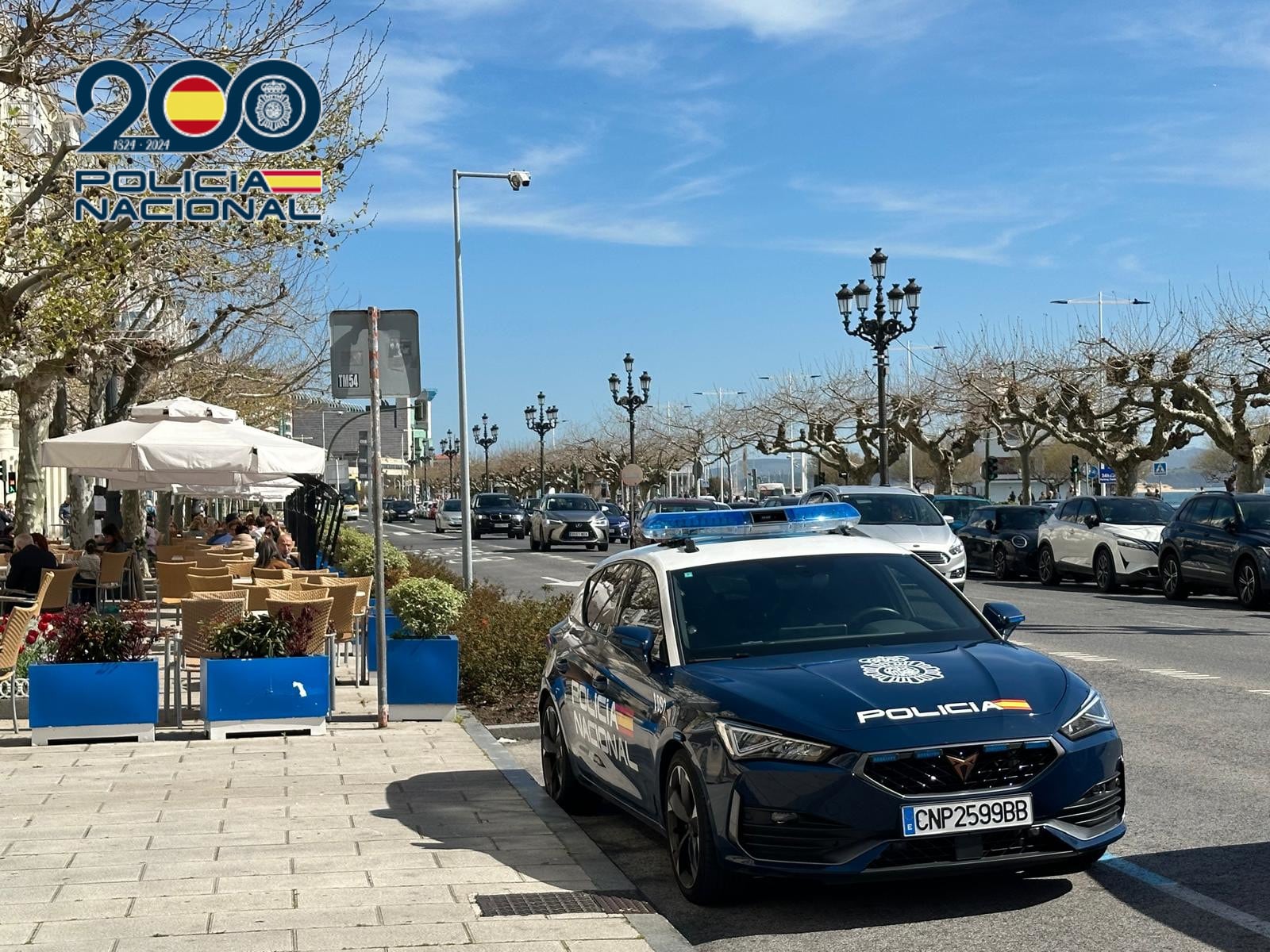 Un vehículo de Policía Nacional en Santander.