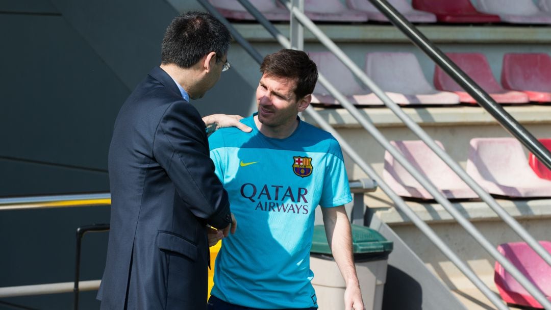 Josep Maria Bartomeu y Leo Messi