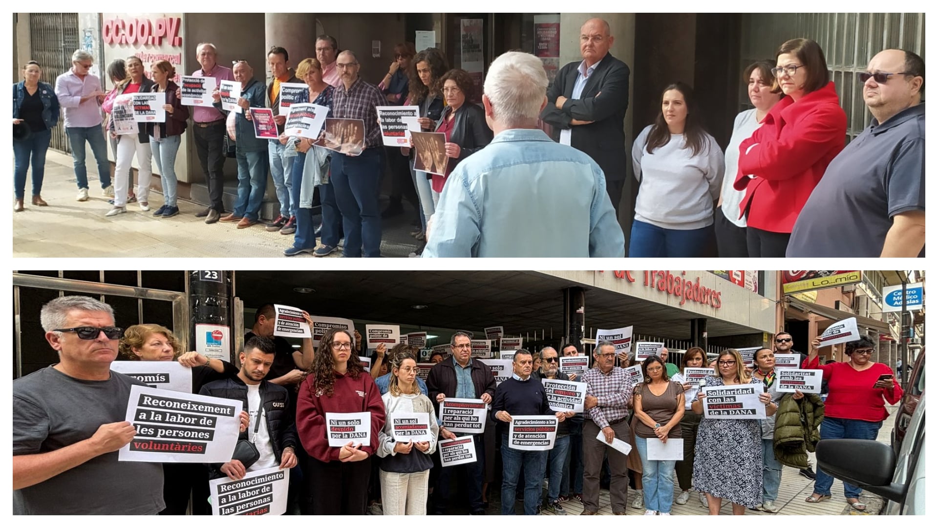 En Alicante, CCOO y UGT guardan minutos de silencio tras la DANA