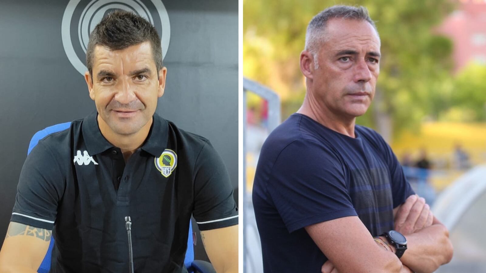 Rubén Torrecilla y Ángel Rodríguez, entrenador y ex del Hércules CF