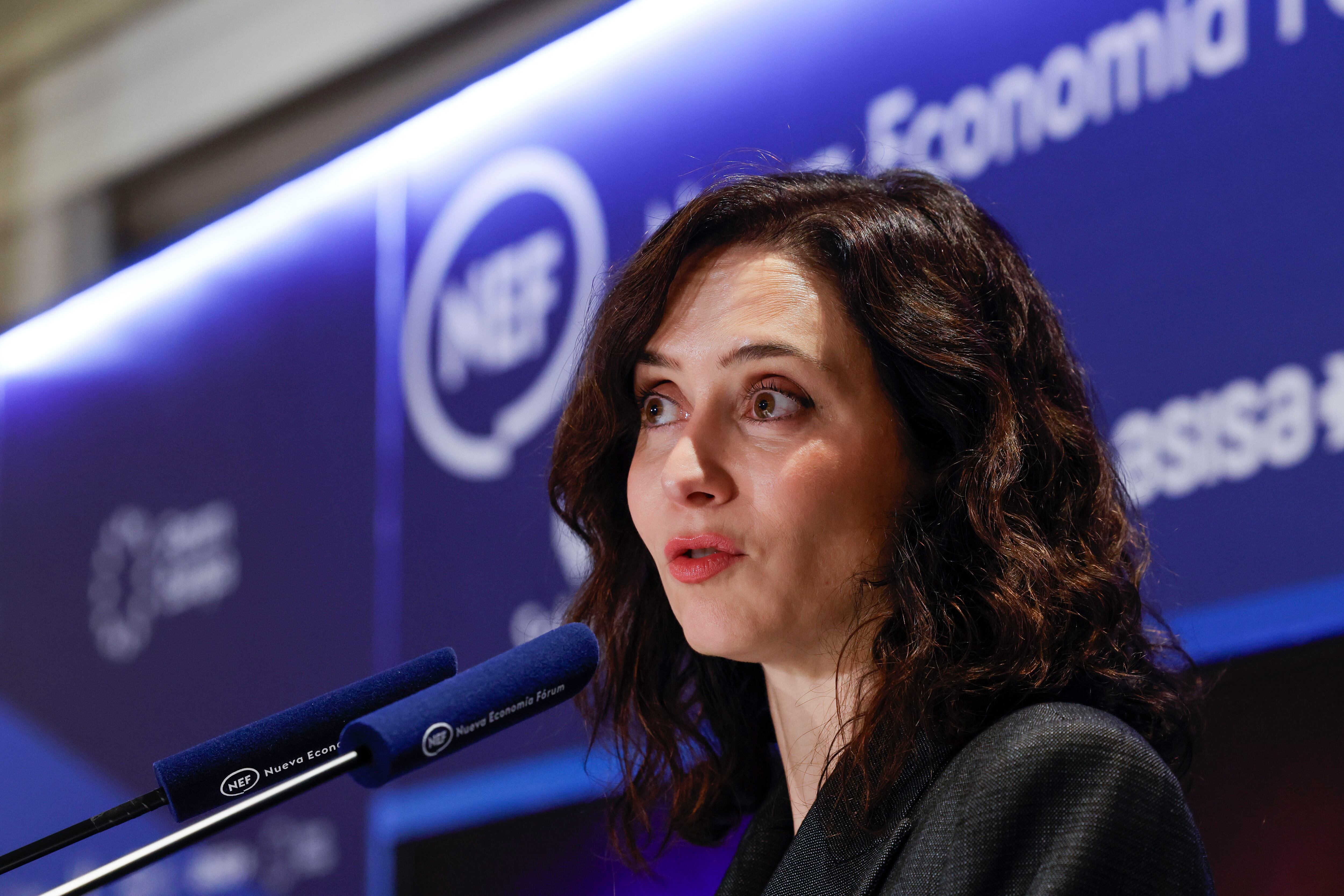 MADRID (ESPAÑA), 26/01/2026.- La presidenta de la Comunidad de Madrid, Isabel Díaz Ayuso durante el desayuno informativo celebrado este lunes en Madrid. EFE/ Zipi