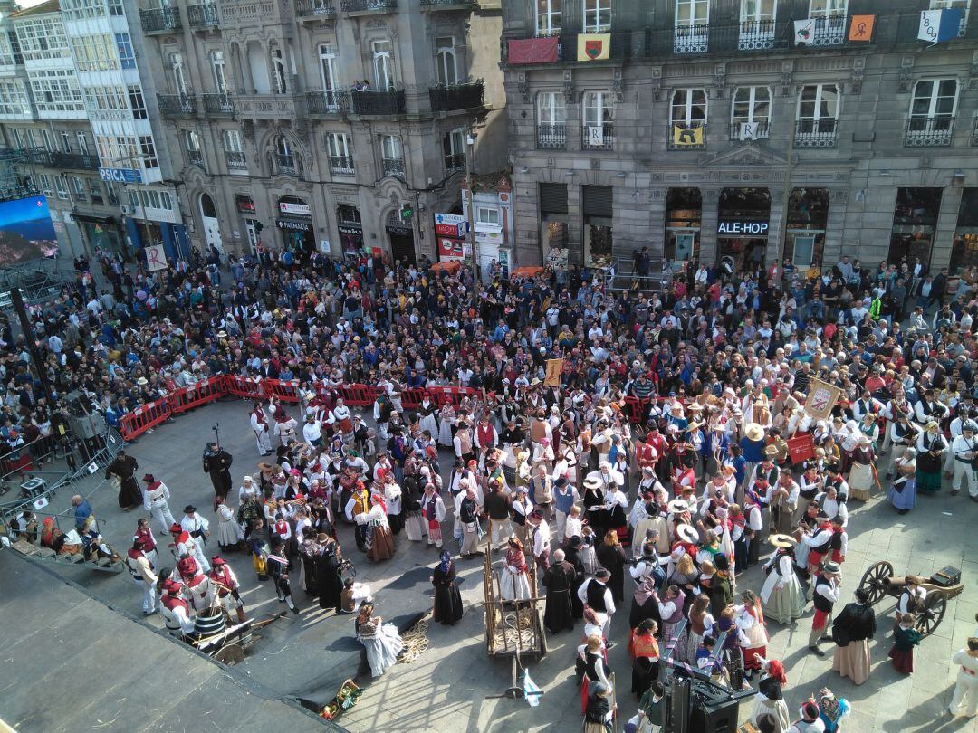 Momentos antes de la representación de A Reconquista en Porta do Sol