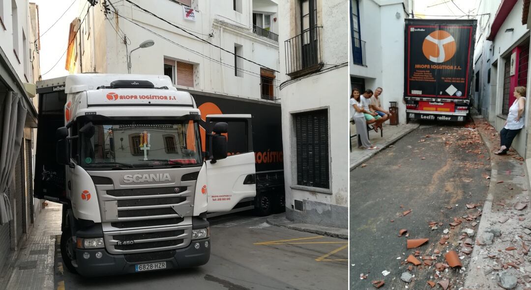 Imatge del camió, encaixonat