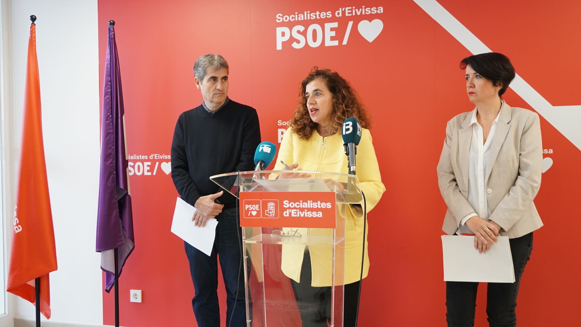 Imagen de la rueda de prensa de los socialistas de Ibiza este lunes (FSE)