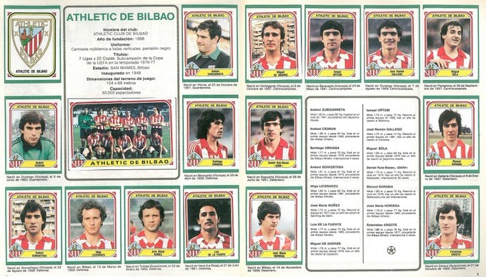 Cromos de la plantilla del Athletic en la temporada 1982-83