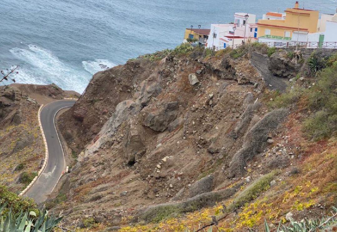 Zona del desprendimiento en Almáciga 