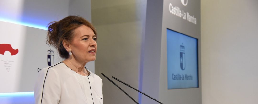 La consejera de Bienestar Social, Aurelia Sánchez, en rueda de prensa. 
 