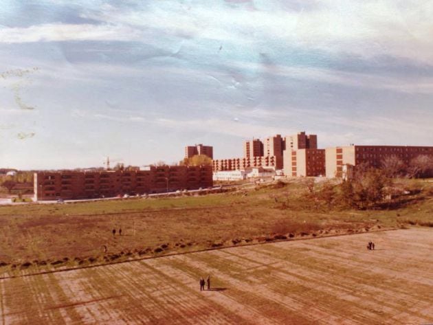 Vista de los primeros bloques de viviendas construidos en el barrio de Los Manantiales.