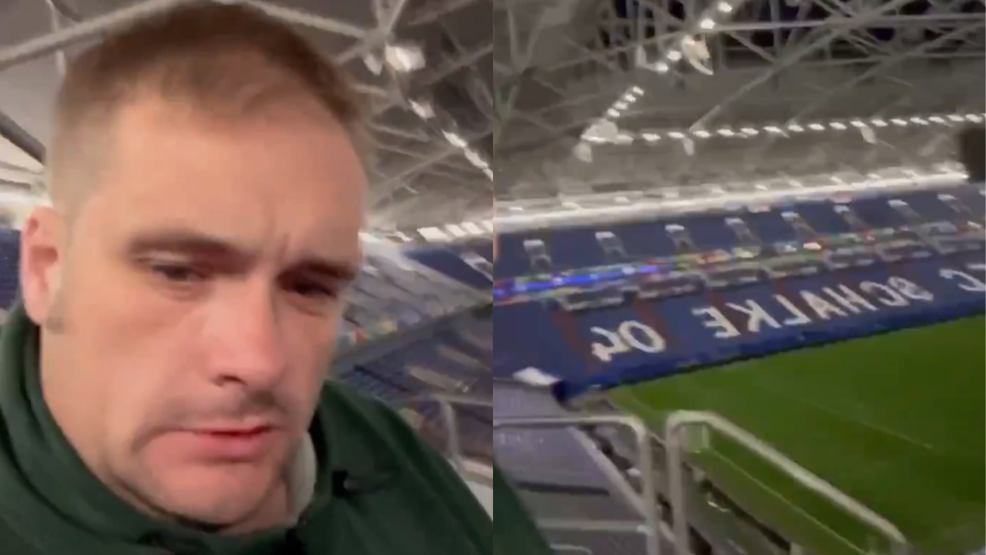 Un aficionado inglés se despierta en el campo del Schalke 04 tras quedarse dormido en el Serbia - Inglaterra