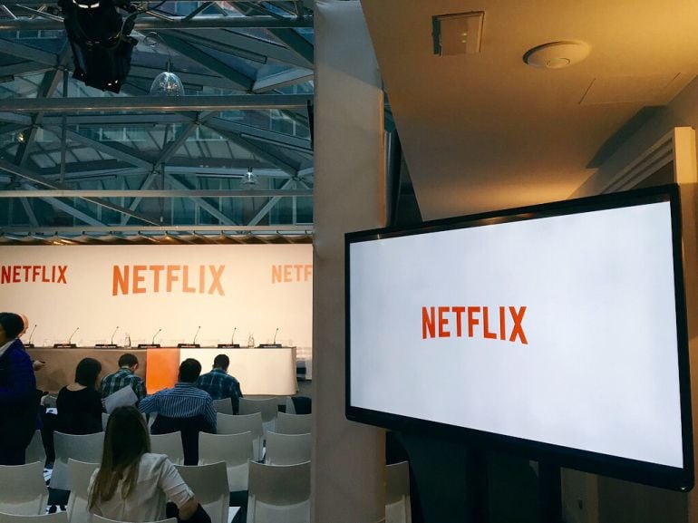 Momentos previos a la rueda de prensa de presentación de Netflix en Madrid