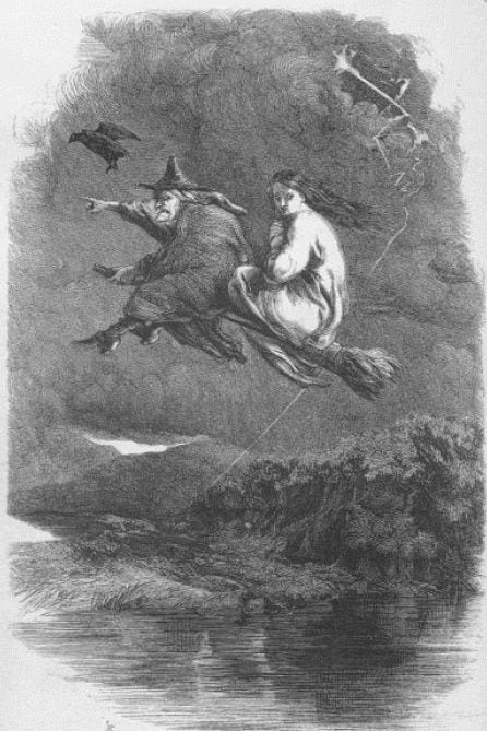 Ilustración de The Lancashire witches, de William Harrison Ainsworth.