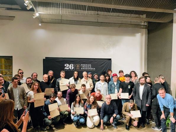 Foto de familia de propuestas nominadas a los 26º Premios de la  Música Aragonesa