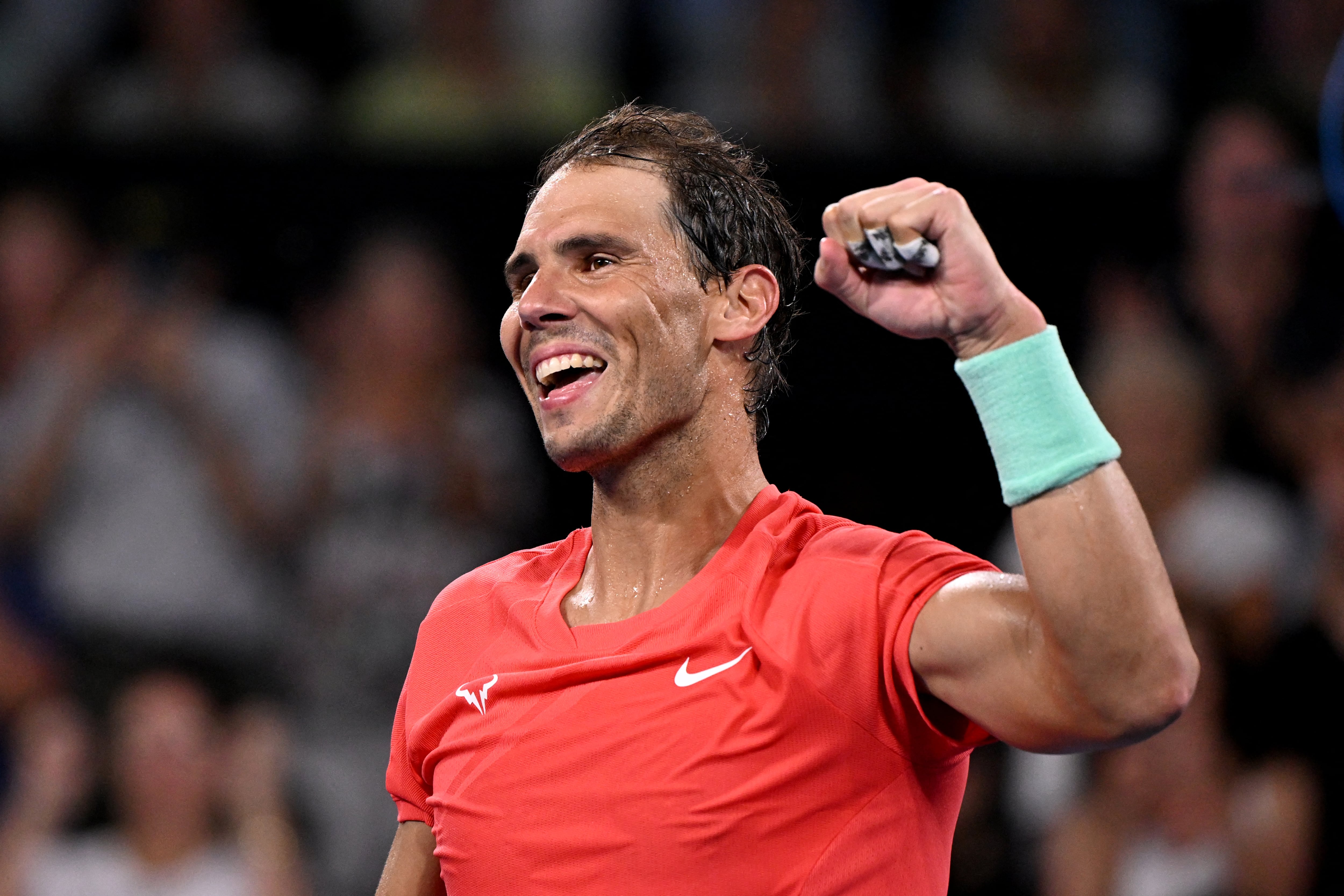 Nadal celebra su victoria ante Kubler.