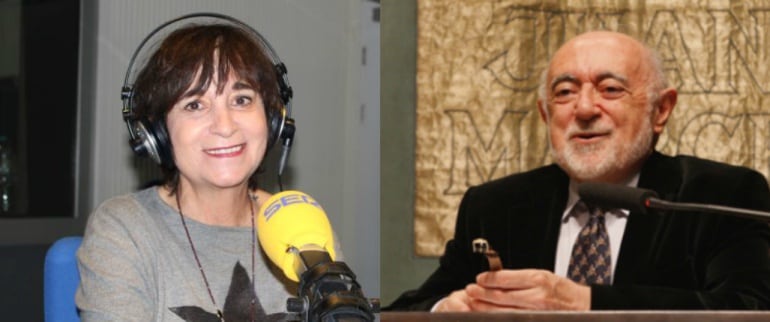 A la izquierda, Rosa Montero. A la derecha, Carlos García Gual. Candidatos a la silla &#039;M&#039; de la Real Academia.